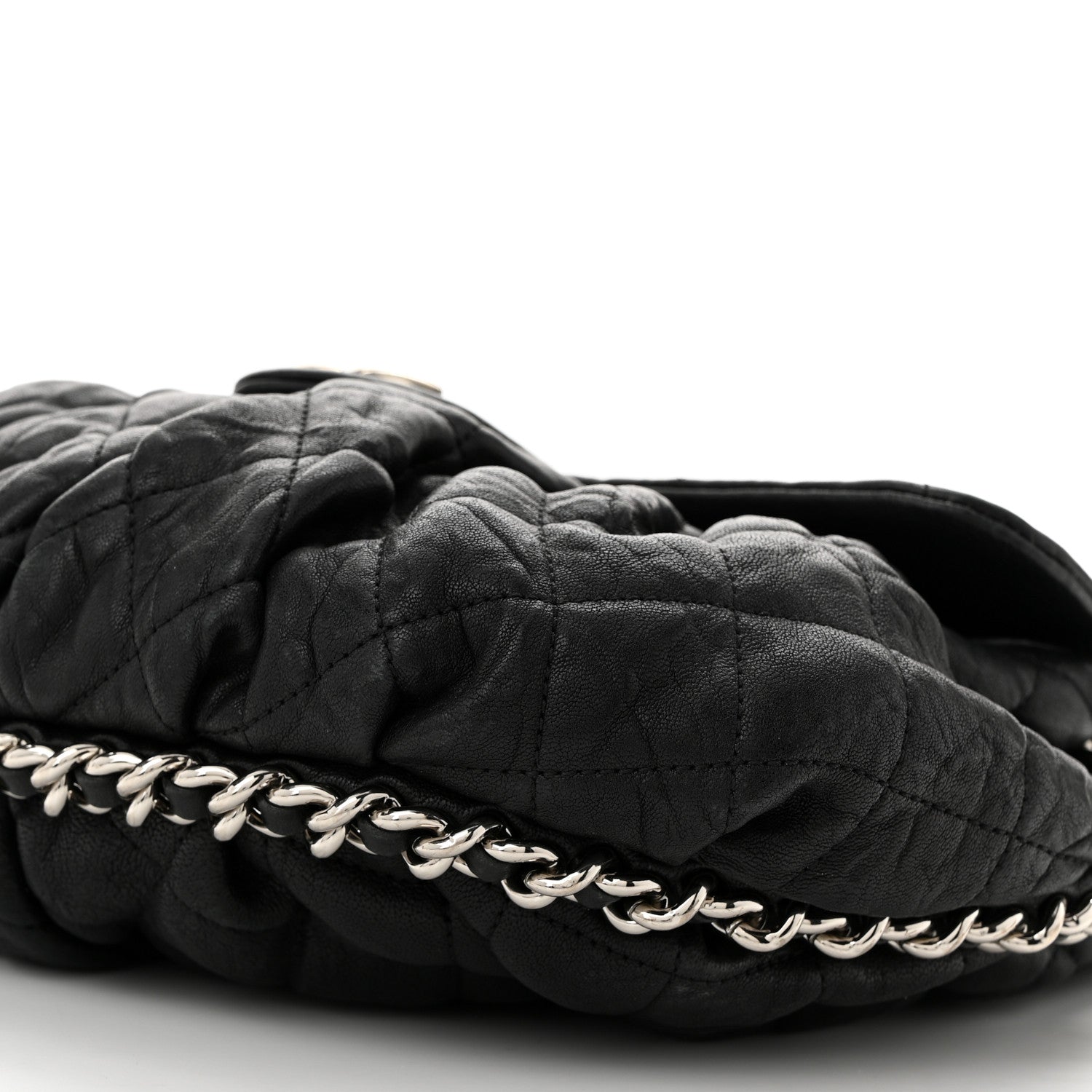 Chanel Washed Lambskin Quilted Medium Chain Around Messenger Black 10 of 10