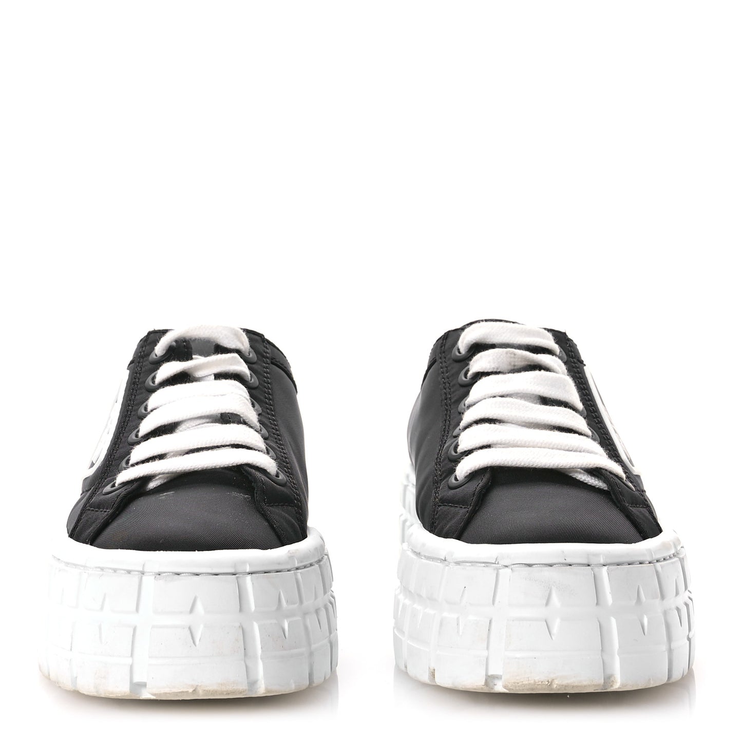 Re-Nylon Gabardine Triangle Logo Double Wheel 50mm Sneakers 37 Black