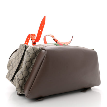 Gucci GG Supreme Monogram Medium Ophidia Double Buckle Backpack Beige Ebony Neon Orange 4 of 10
