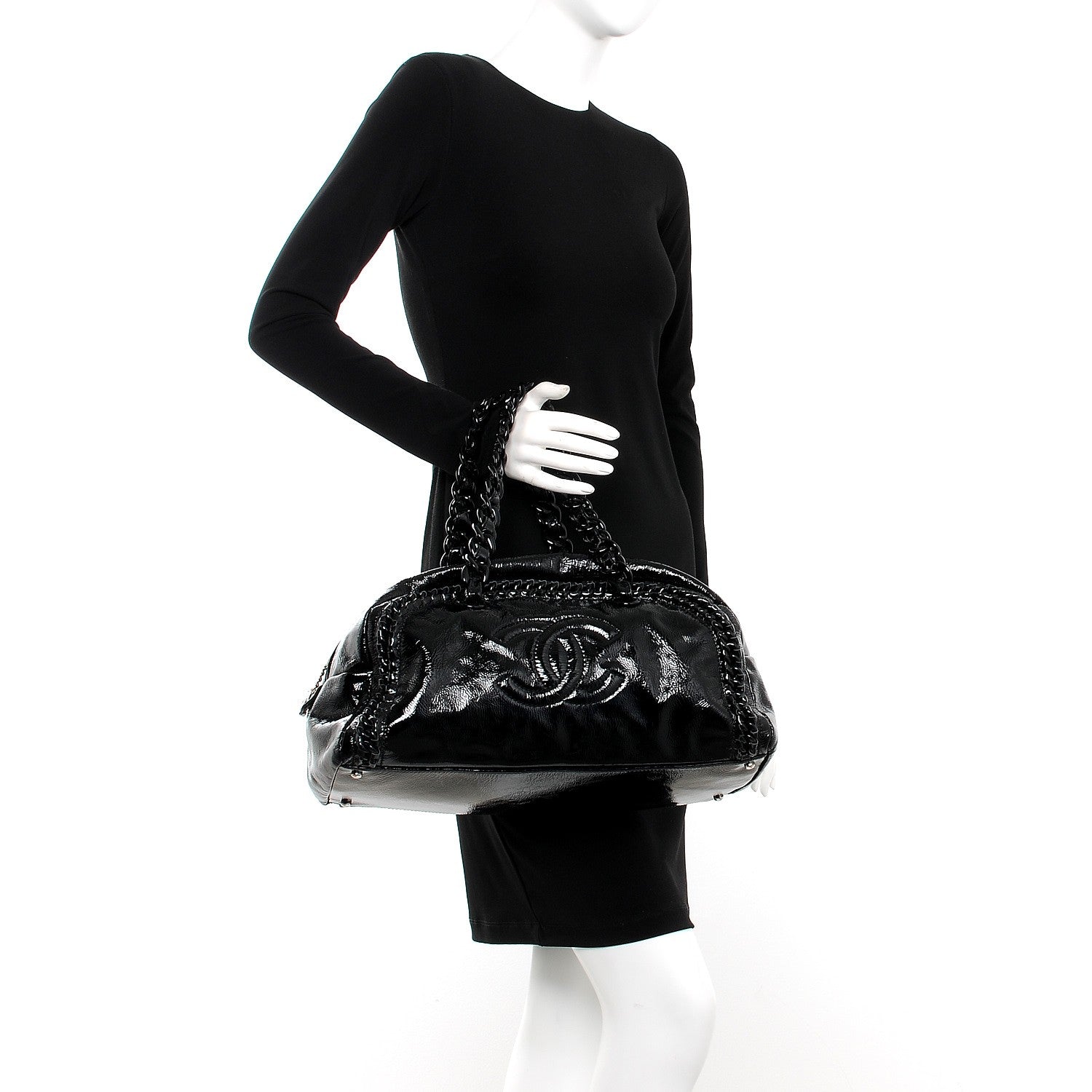 Chanel Patent Large Luxe Ligne Bowler Black 2 of 2