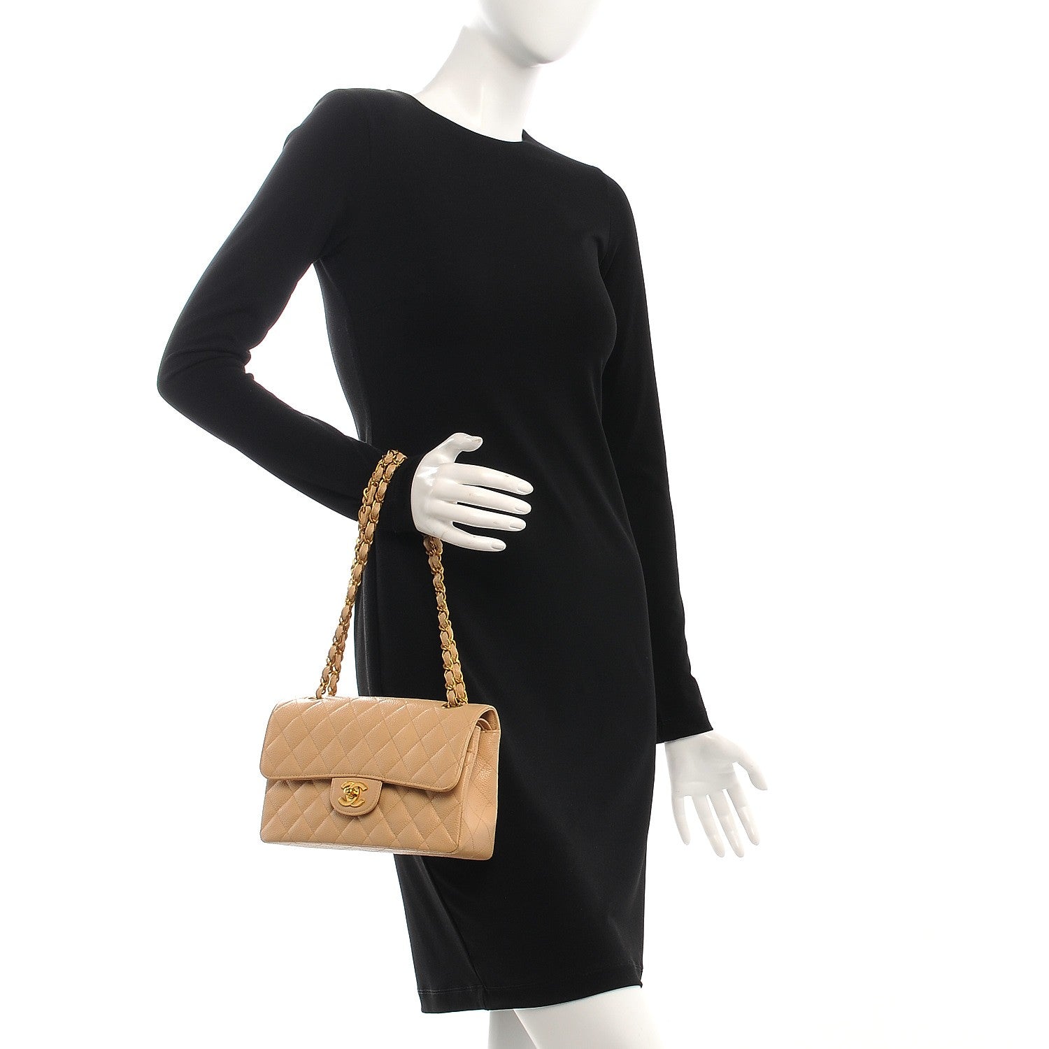 Chanel Caviar Quilted Small Double Flap Beige 3 of 13