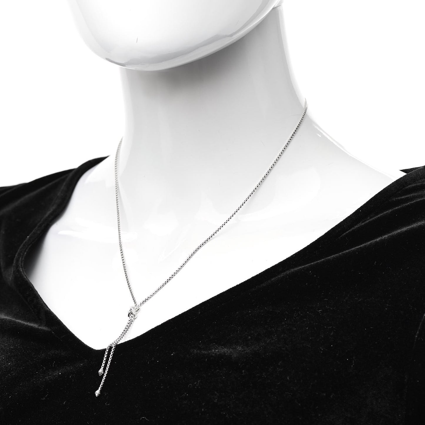 Sterling Silver Diamond Petite X Lariat Necklace