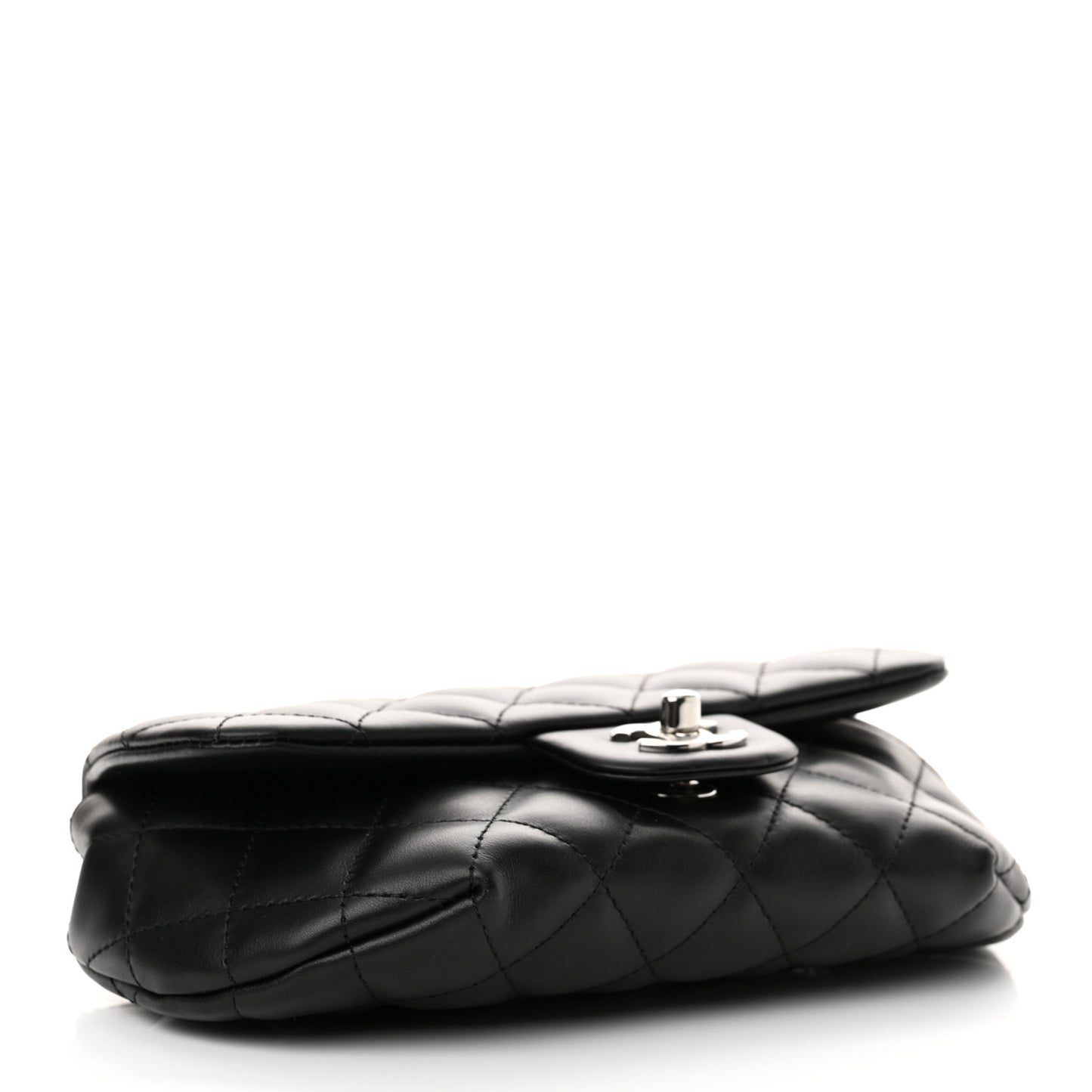 Calfskin Quilted CC Uniform Flap Belt Bag Black