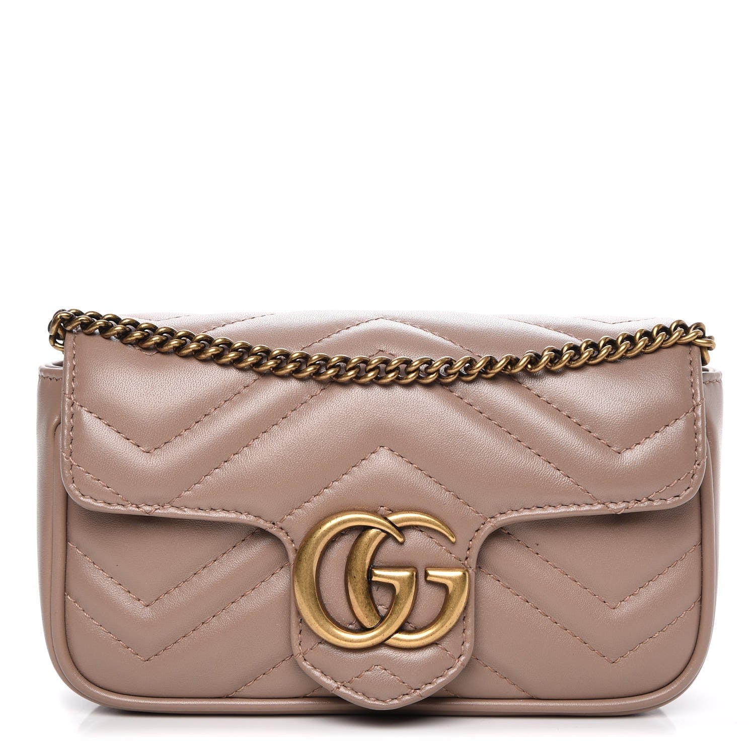 Gucci Calfskin Matelasse Super Mini GG Marmont Shoulder Bag Porcelain Rose 1 of 9