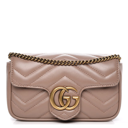 Gucci Calfskin Matelasse Super Mini GG Marmont Shoulder Bag Porcelain Rose 1 of 9