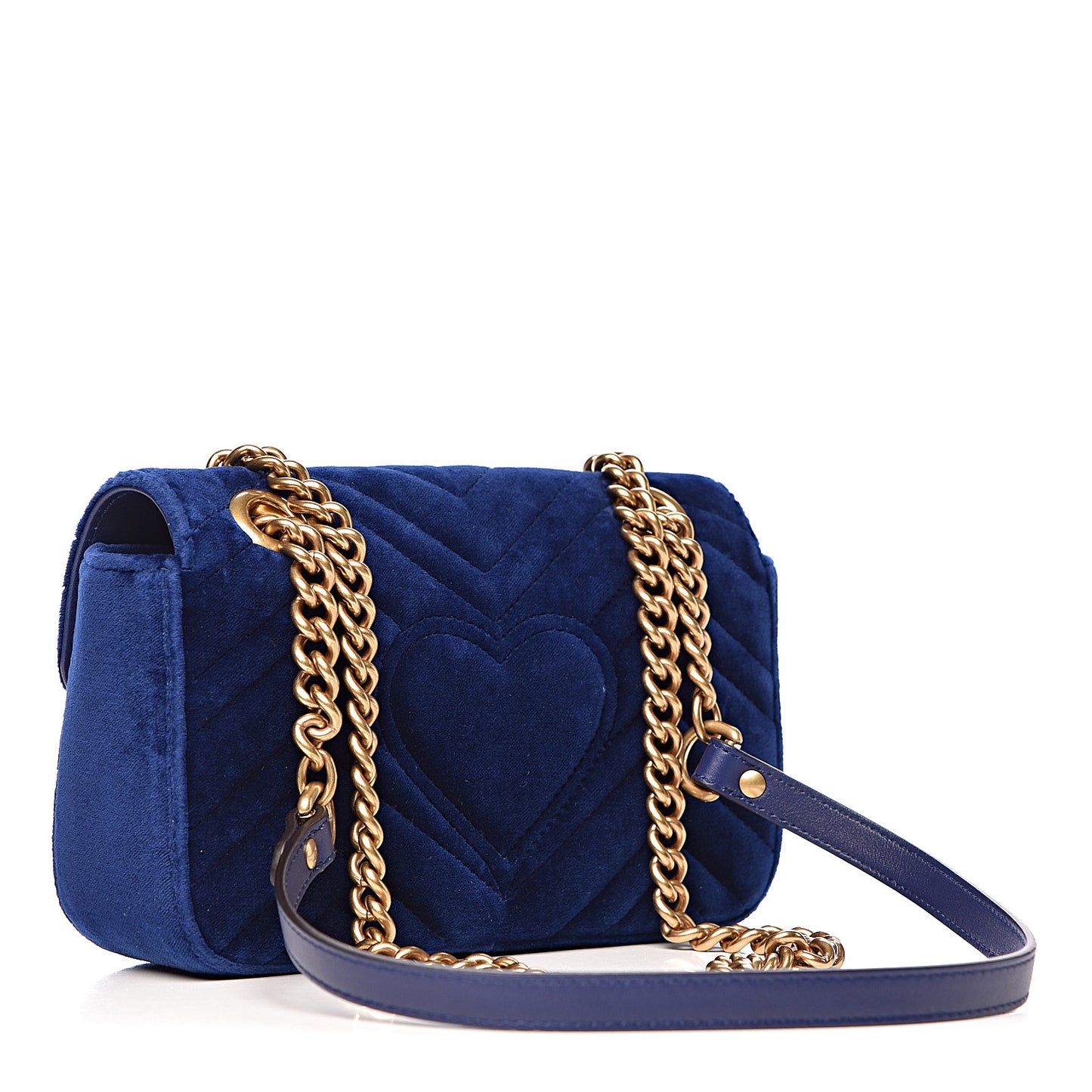 Velvet Matelasse Mini GG Marmont Shoulder Bag Cobalt Blue