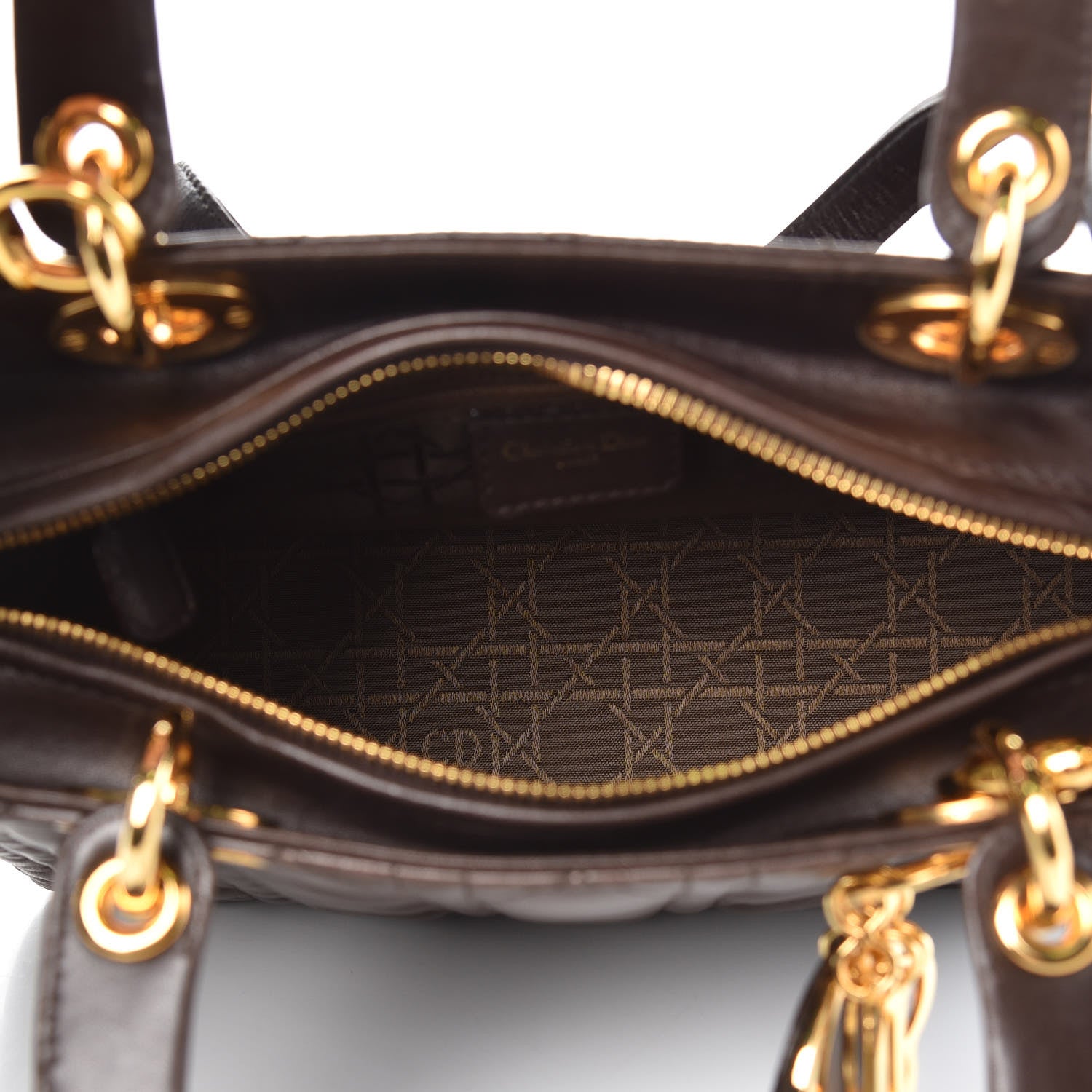 Christian Dior Lambskin Cannage Medium Lady Dior Dark Brown 5 of 16