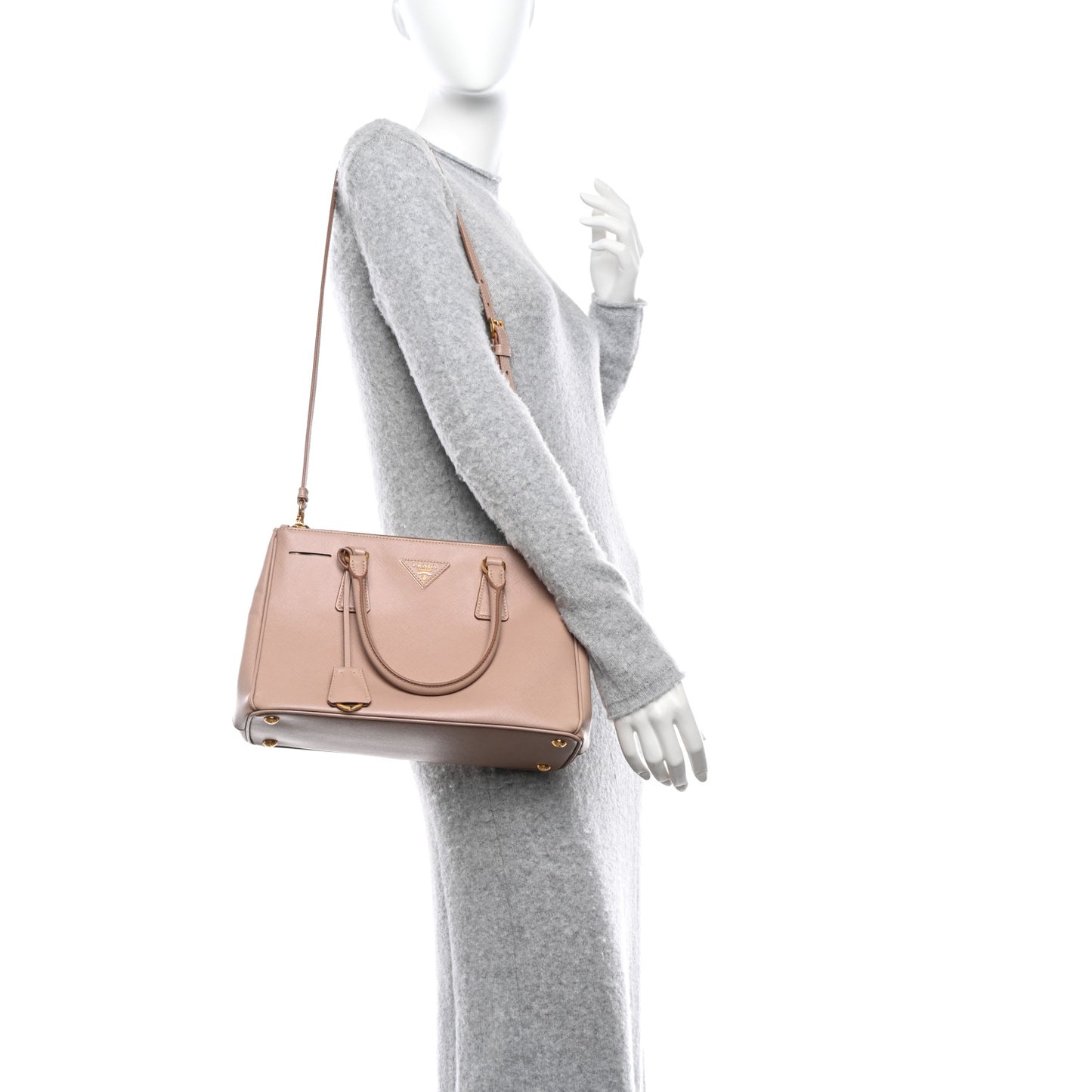 Saffiano Lux Small Galleria Double Zip Tote Cammeo