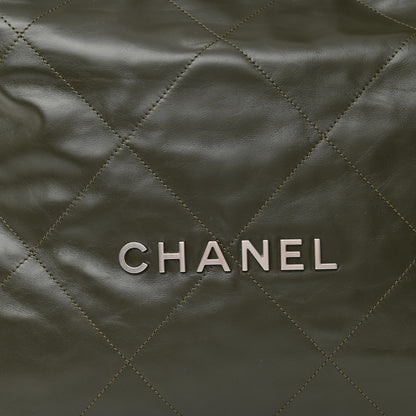 Chanel Shiny Calfskin Quilted Chanel 22 Khaki 8 of 13