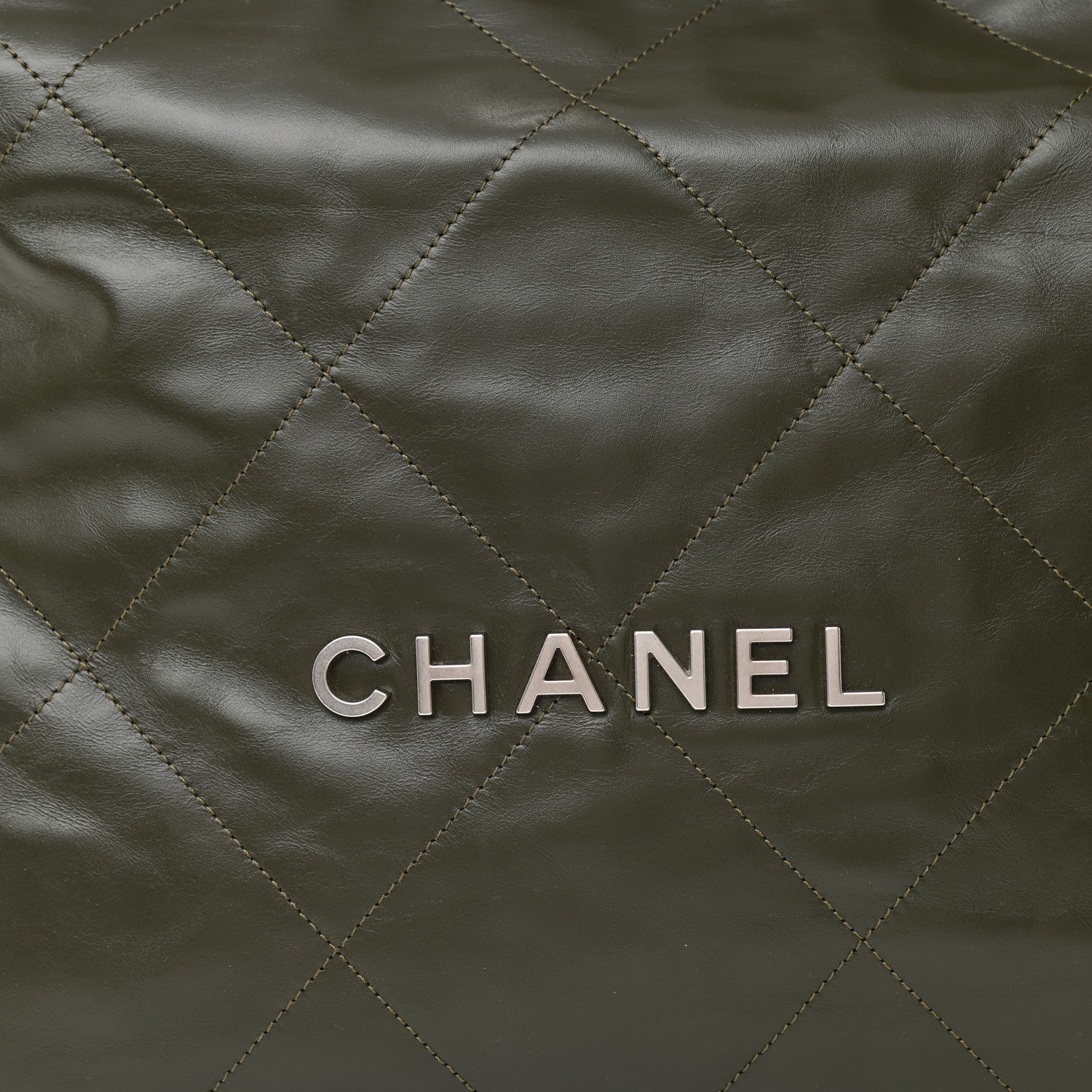 Chanel Shiny Calfskin Quilted Chanel 22 Khaki 8 of 13