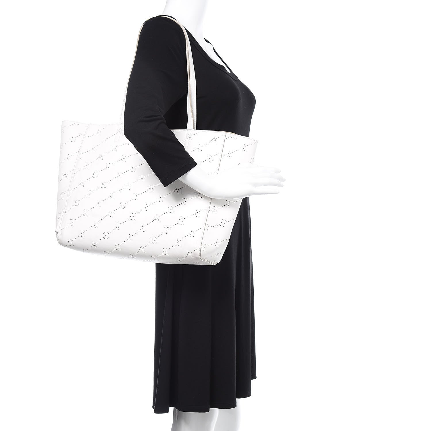 Stella McCartney Eco Alter Nappa Perforated Logo Tote Optical White 2 of 14