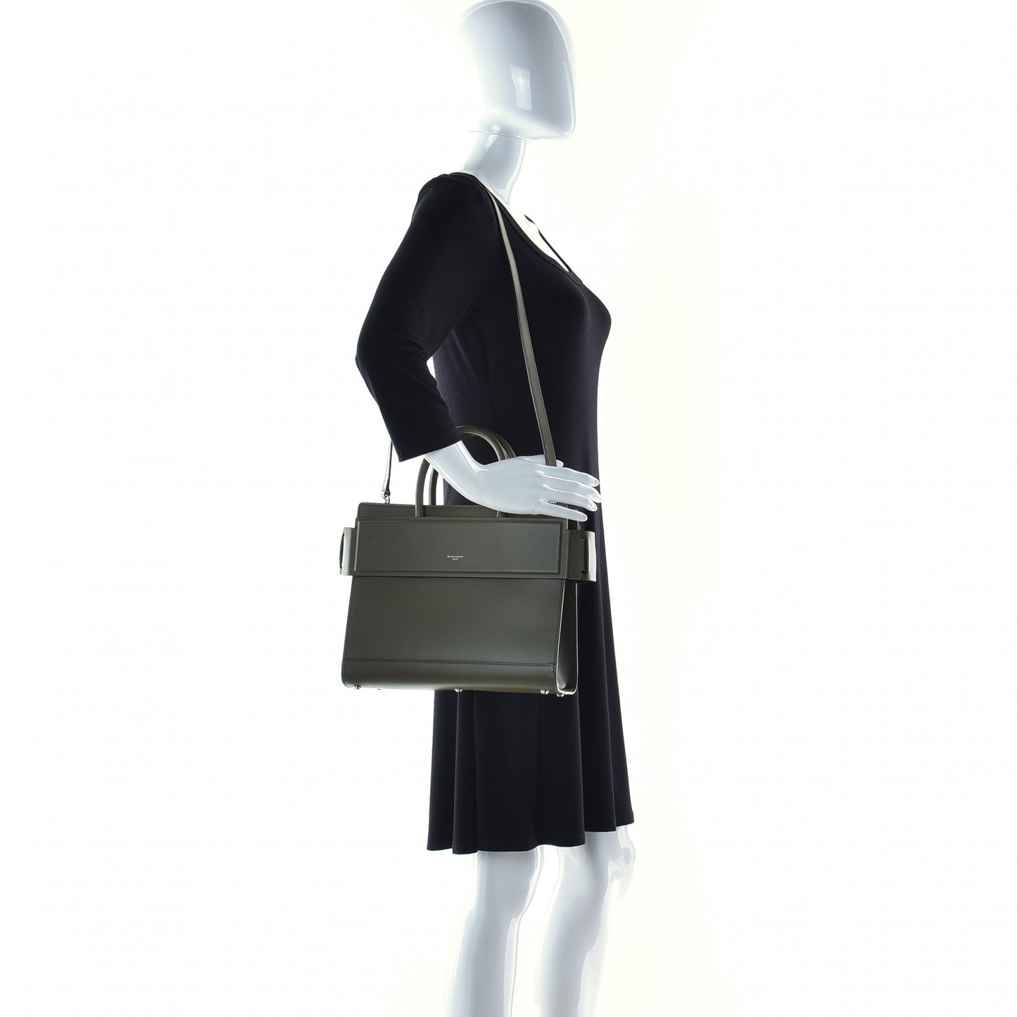 Smooth Calfskin Small Horizon Satchel Khaki