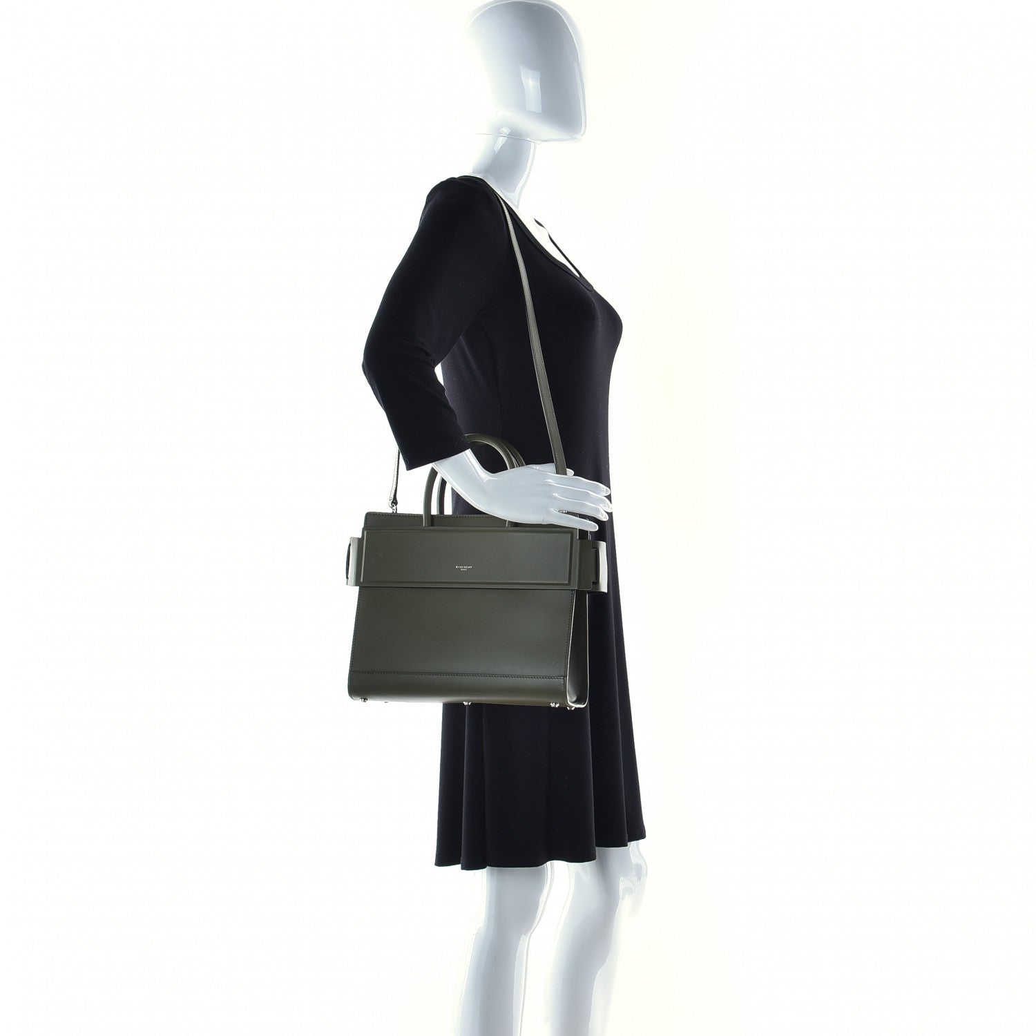 Givenchy Smooth Calfskin Small Horizon Satchel Khaki 5 of 12