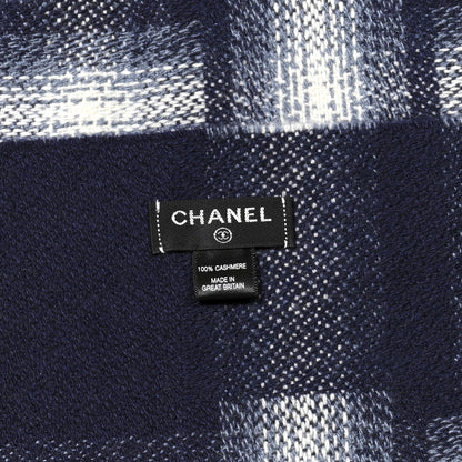 Chanel Cashmere Check CC Stole Dark Navy 3 of 3