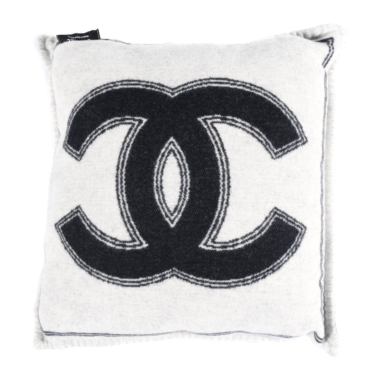 Merino Wool Cashmere CC Pillow Black White