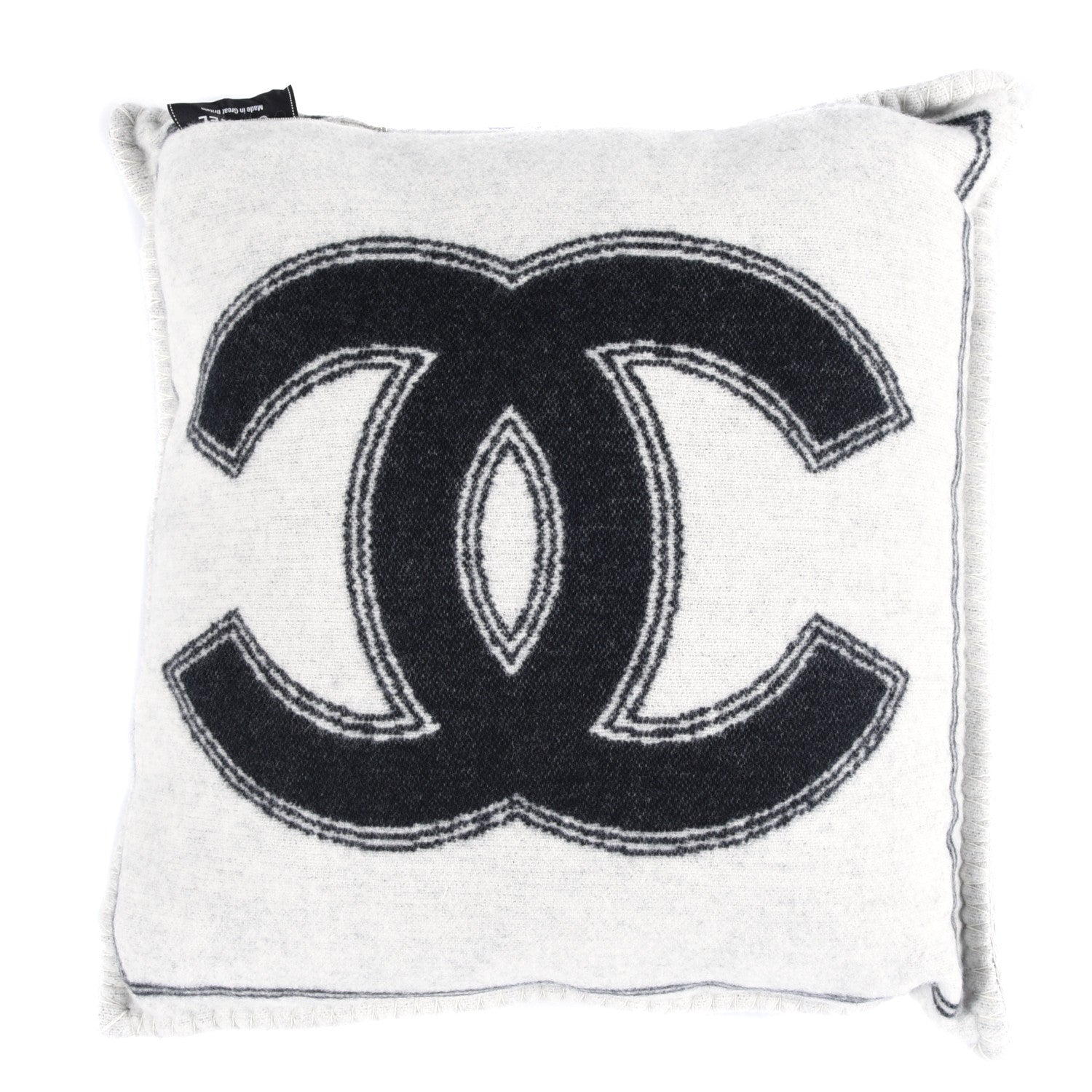 Chanel Merino Wool Cashmere CC Pillow Black White 2 of 3