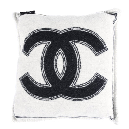 Chanel Merino Wool Cashmere CC Pillow Black White 2 of 3