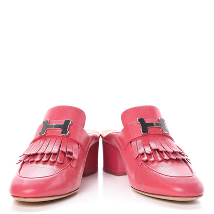 Hermes Goatskin Tuileries Mules 37 Rouge Azalee 5 of 11