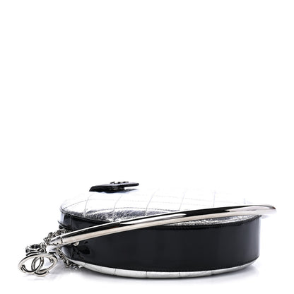 Chanel Metallic Aged Calfskin Patent Planet Minaudiere Shoulder Bag Silver 3 of 6