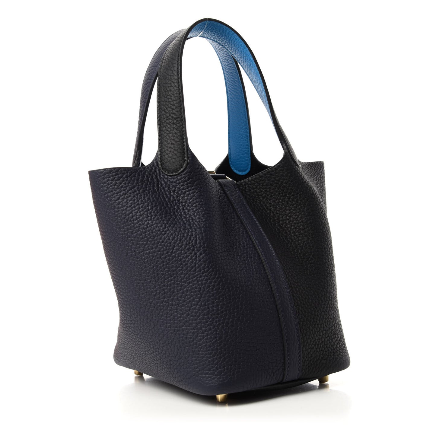 Taurillon Clemence Casaque Picotin Lock 18 PM Bleu Nuit Black Blue Frida