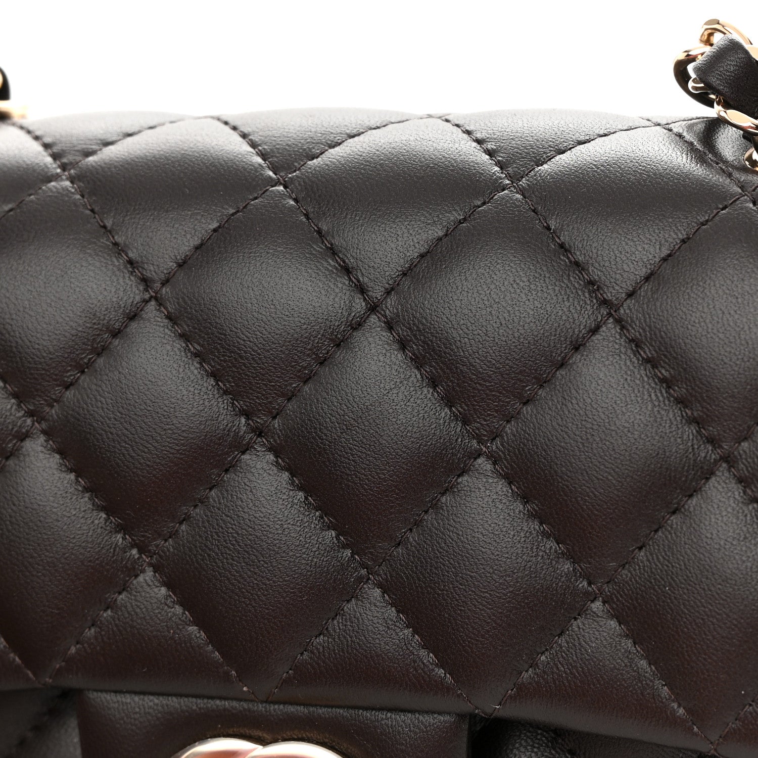 Chanel Lambskin Quilted Mini Rectangular Flap Dark Brown 12 of 16