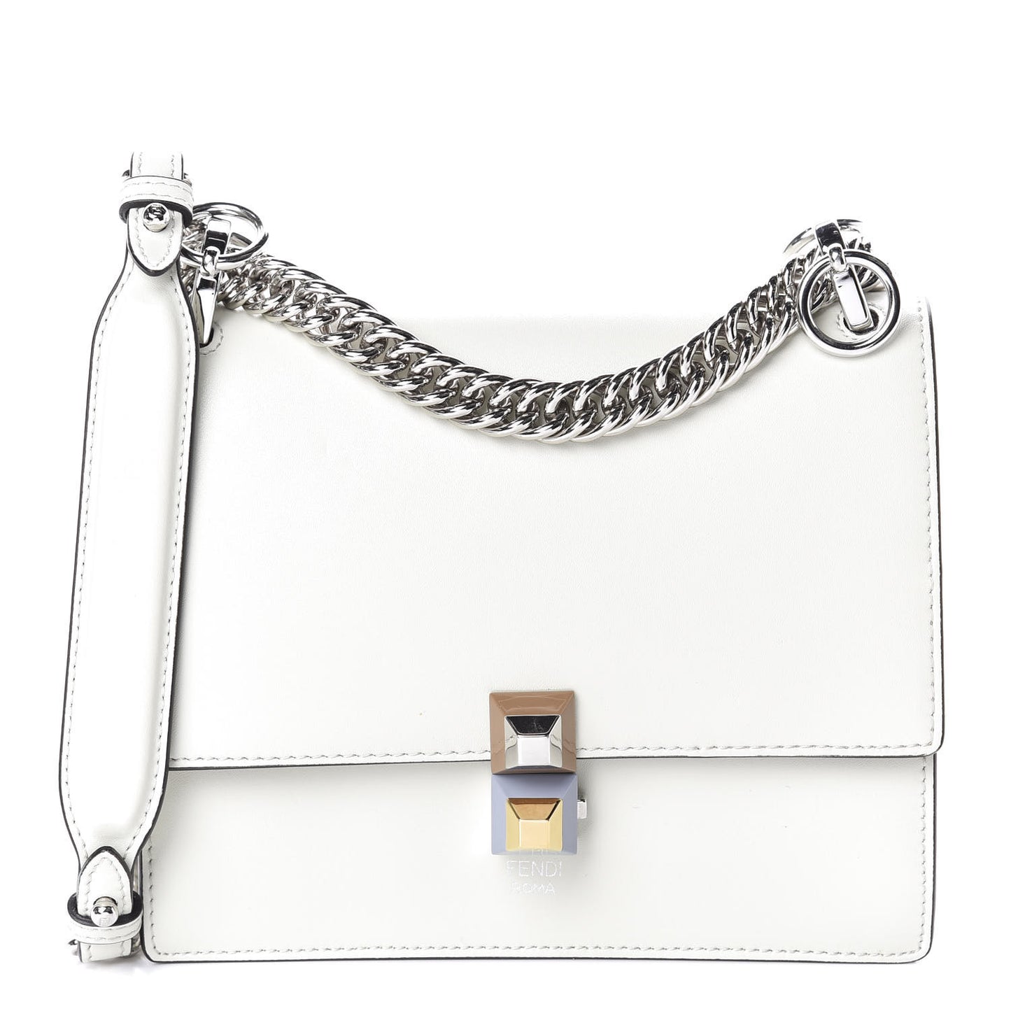 Vitello Liberty Studded Small Kan I Shoulder Bag Bianco