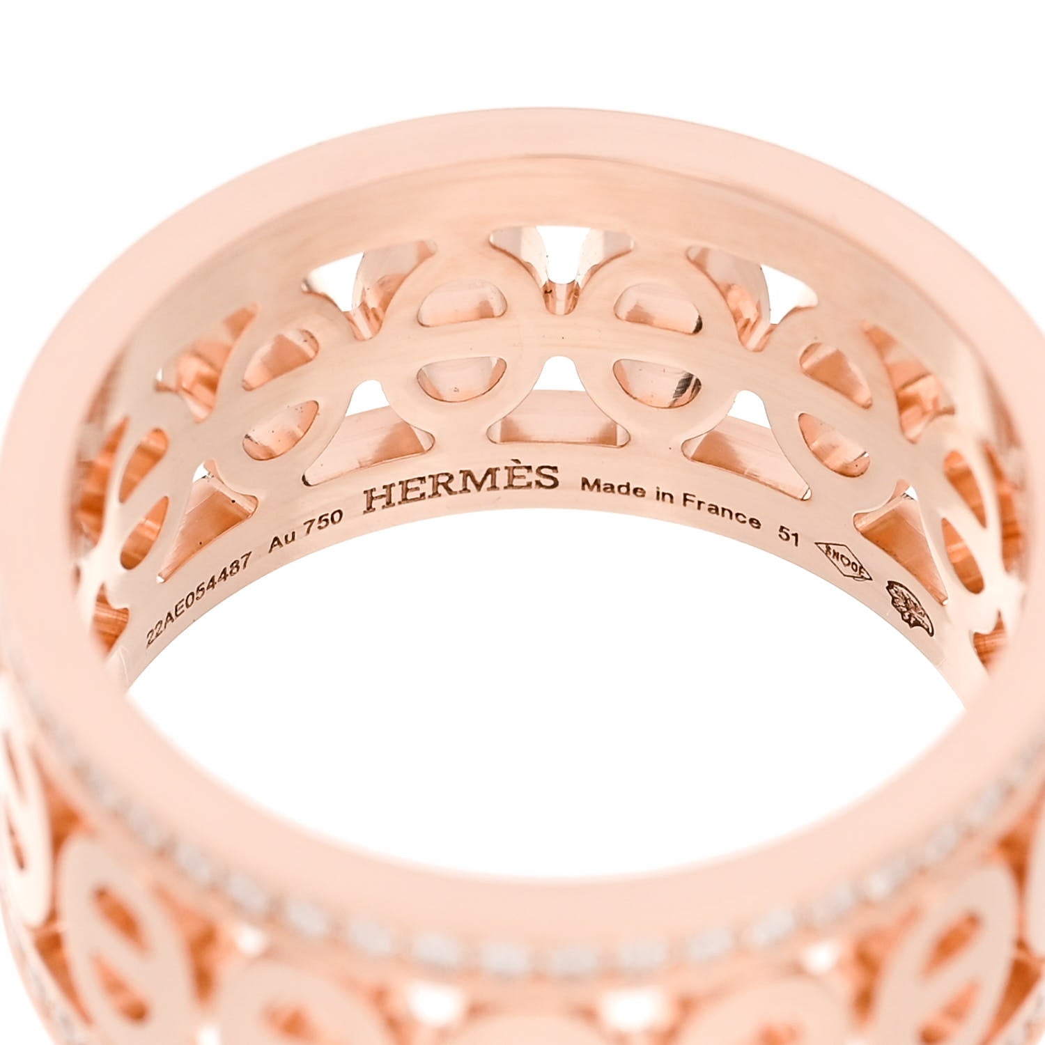 Hermes 18K Rose Gold Diamond PM Chaine d'Ancre Divine Ring 51 5.75 4 of 5