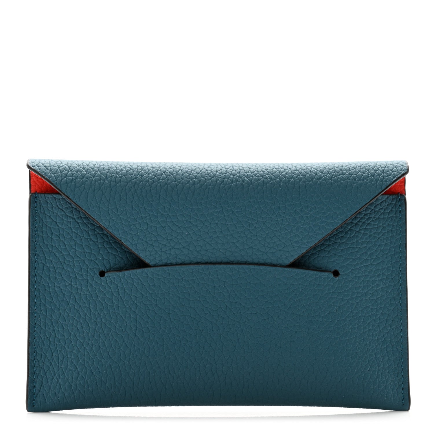 Moynat Taurillon Gex Envelope Passport Holder Prussian Blue Coral 1 of 8