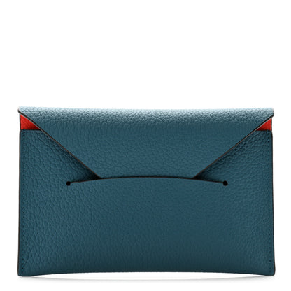 Moynat Taurillon Gex Envelope Passport Holder Prussian Blue Coral 1 of 8