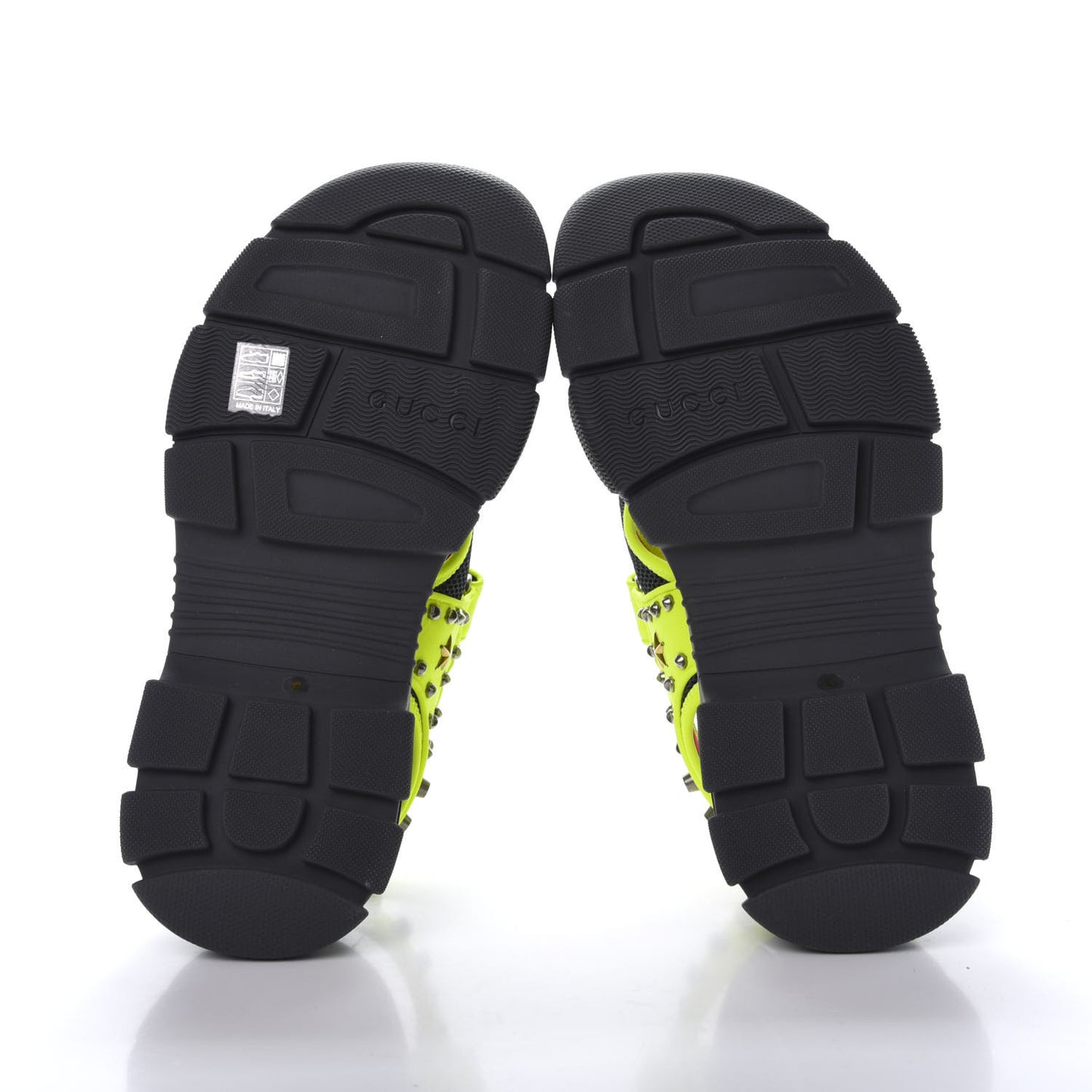 Technical Canvas Calfskin Studded Mens Aguru Sandals 10 Neon Yellow