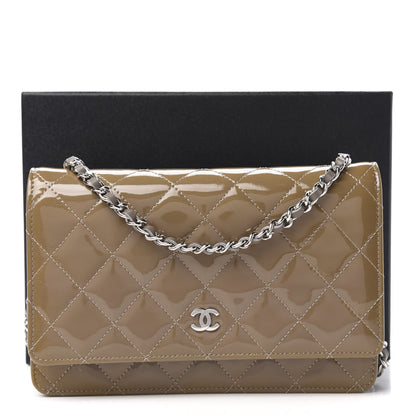 Chanel Patent Quilted Wallet On Chain WOC Brown 13 of 13