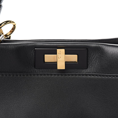 Fendi Vitello Seta Shiny Nappa Medium Peekaboo Iconic Satchel Black 10 of 11