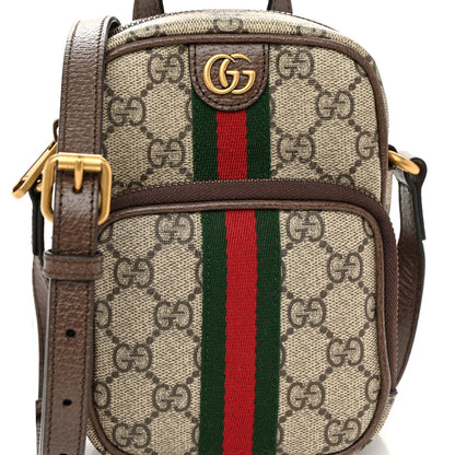 Gucci GG Supreme Monogram Web Mini Ophidia Double Zip Messenger Bag Beige New Acero 8 of 11