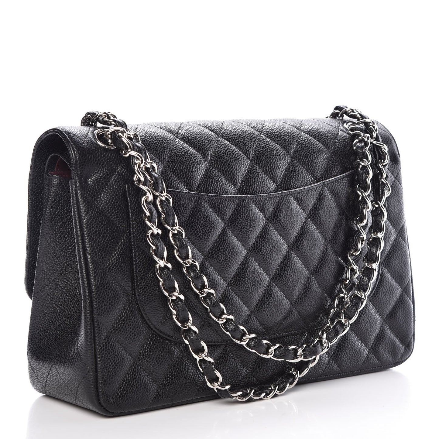Caviar Quilted Jumbo Double Flap Black