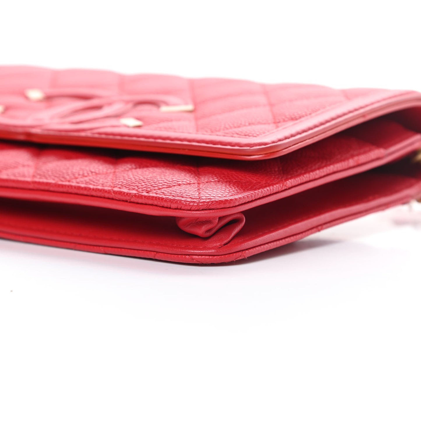 Caviar Quilted CC Filigree Wallet On Chain WOC Red