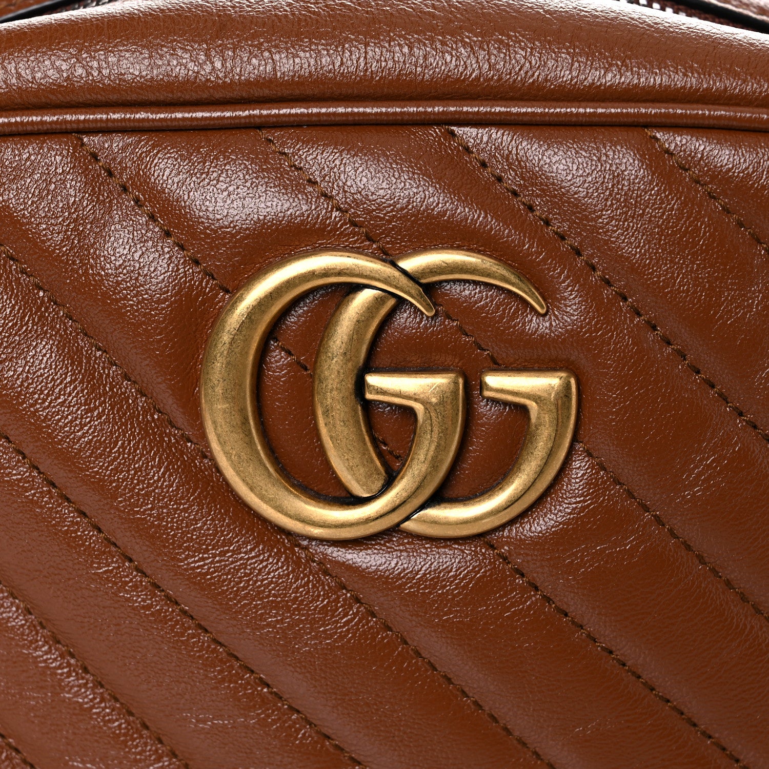 Gucci Glazed Calfskin Matelasse Diagonal Small GG Marmont Chain Shoulder Bag Cuir 14 of 14