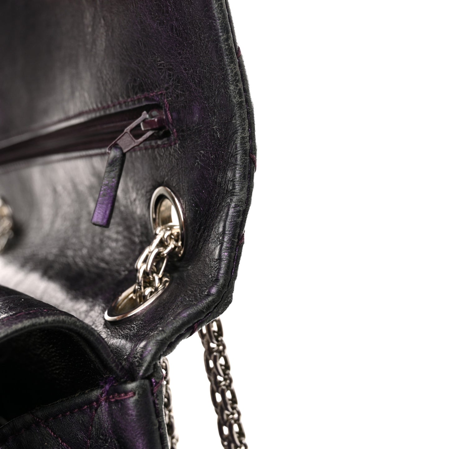 Metallic Aged Calfskin Quilted 2.55 Reissue 227 Flap Purple