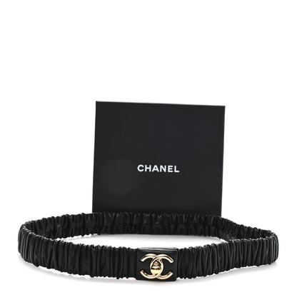 Chanel Lambskin Ruched Turn Lock CC Belt 80 32 Black 4 of 4