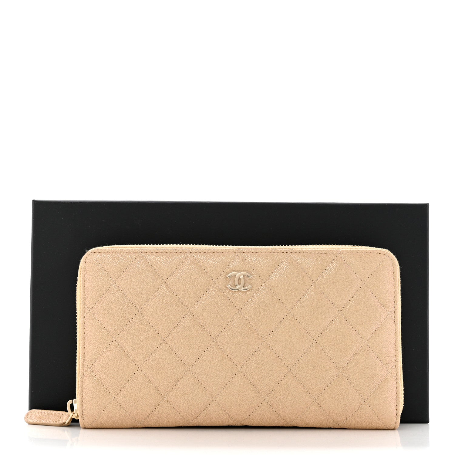 Chanel Iridescent Caviar Quilted Large Zip Around Organizer Wallet Beige 9 of 9