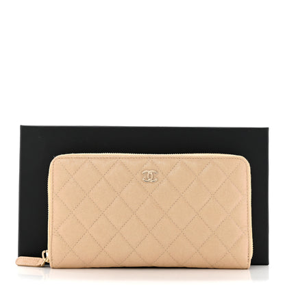 Chanel Iridescent Caviar Quilted Large Zip Around Organizer Wallet Beige 9 of 9