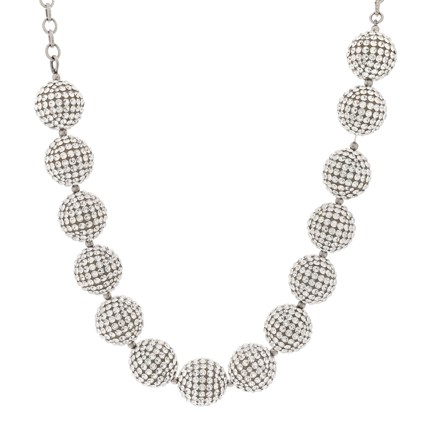 Crystal CC Ball Necklace Silver
