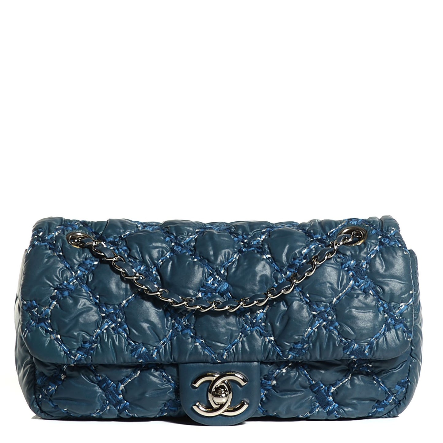 Nylon Quilted Tweed on Stitch Medium Bubble Flap Blue