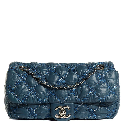 Chanel Nylon Quilted Tweed on Stitch Medium Bubble Flap Blue 9 of 16