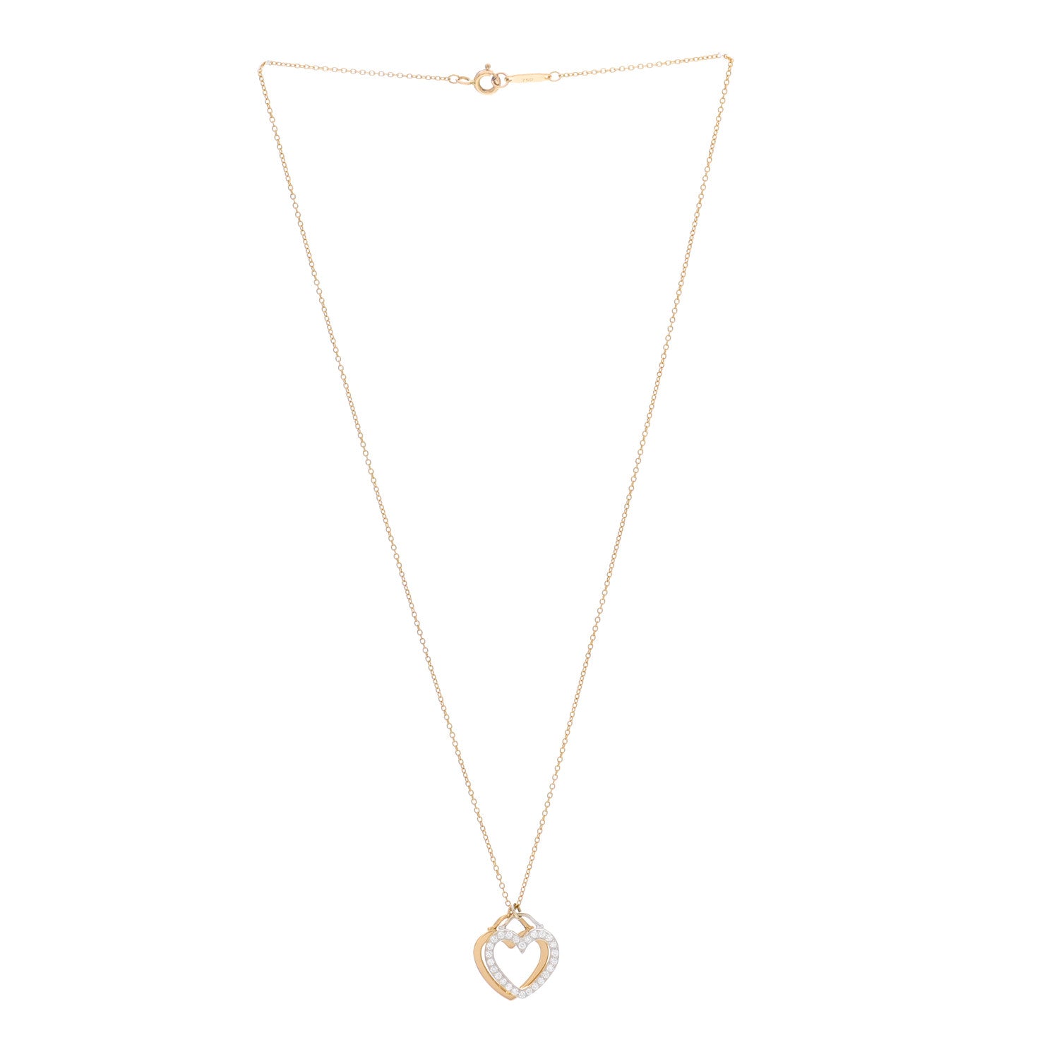 Tiffany 18K Rose White Gold Diamond Double Heart Pendant Necklace 3 of 6