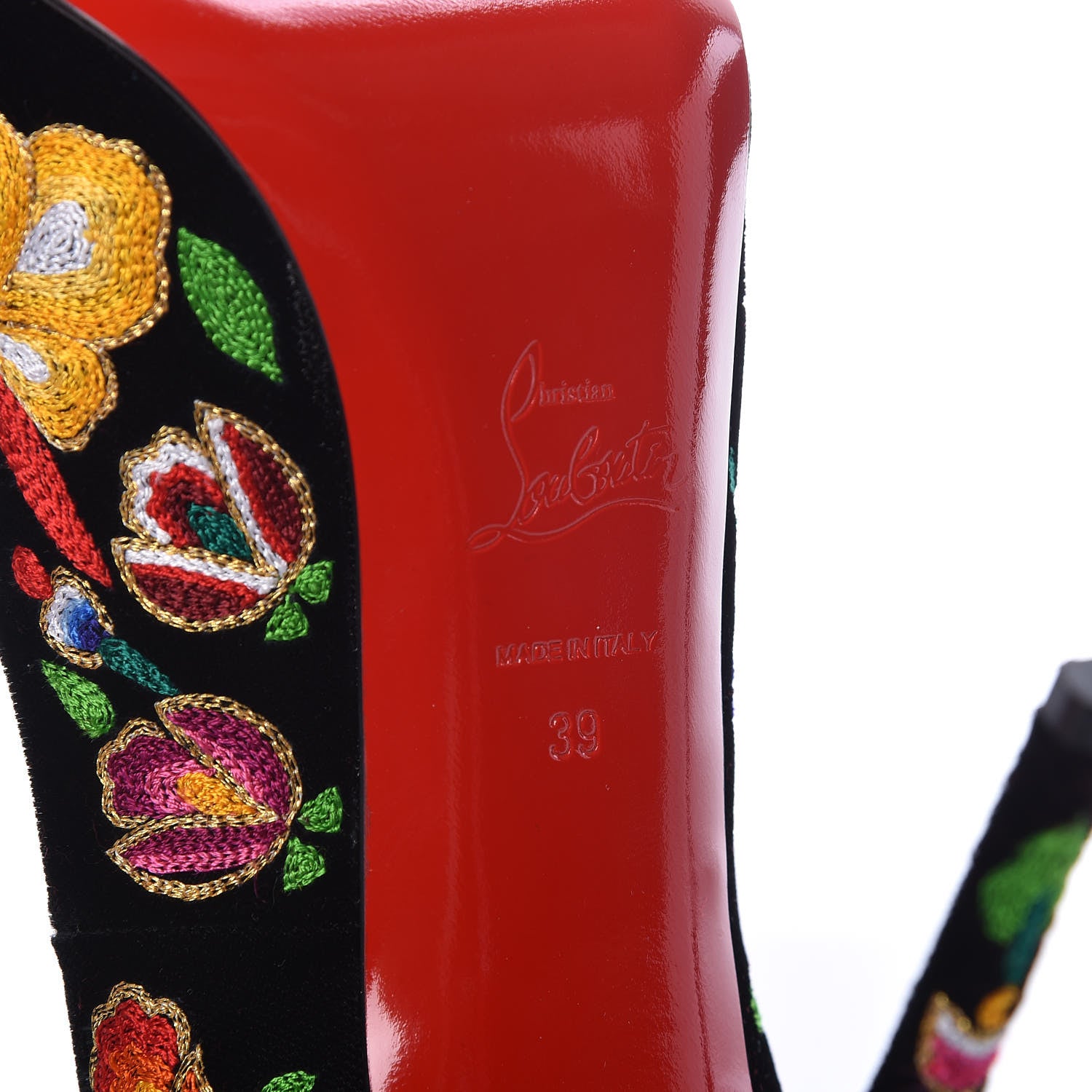 Christian Louboutin Suede Embroidered Folklo 120 Pumps 39 Multi 6 of 12