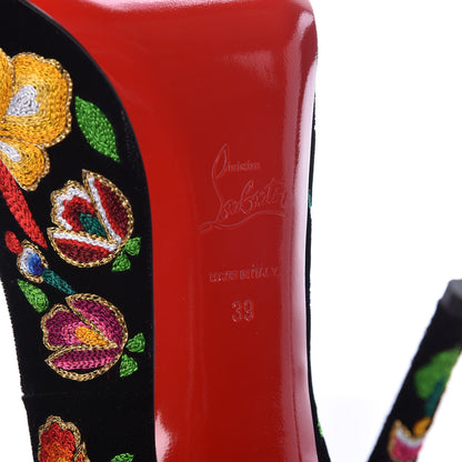 Christian Louboutin Suede Embroidered Folklo 120 Pumps 39 Multi 6 of 12