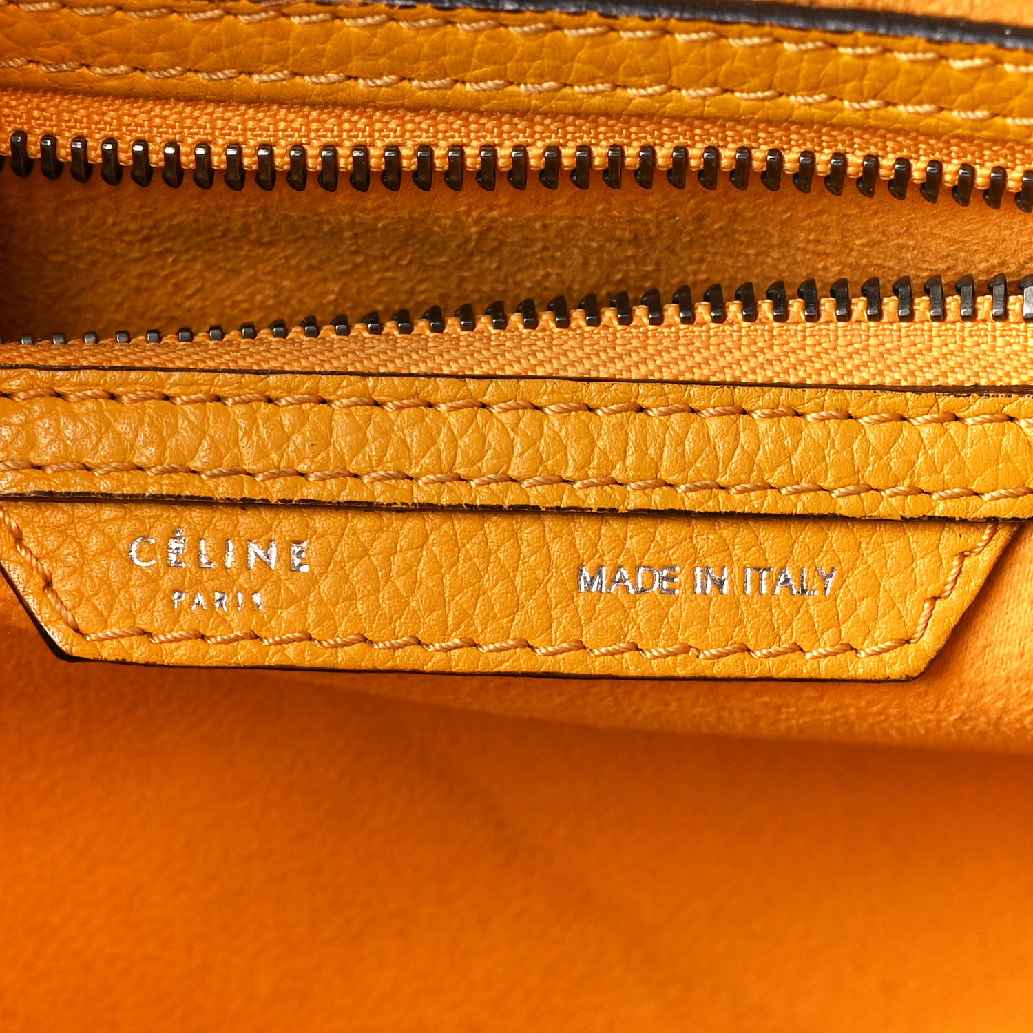 Celine Drummed Calfskin Mini Luggage Ocre 6 of 17