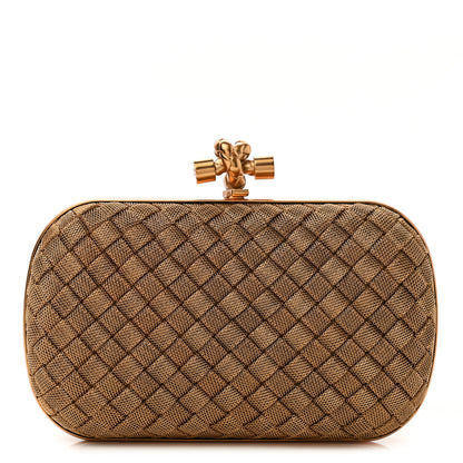 Bottega Veneta Intreccio Oro Bruciato Knot Clutch 1 of 8