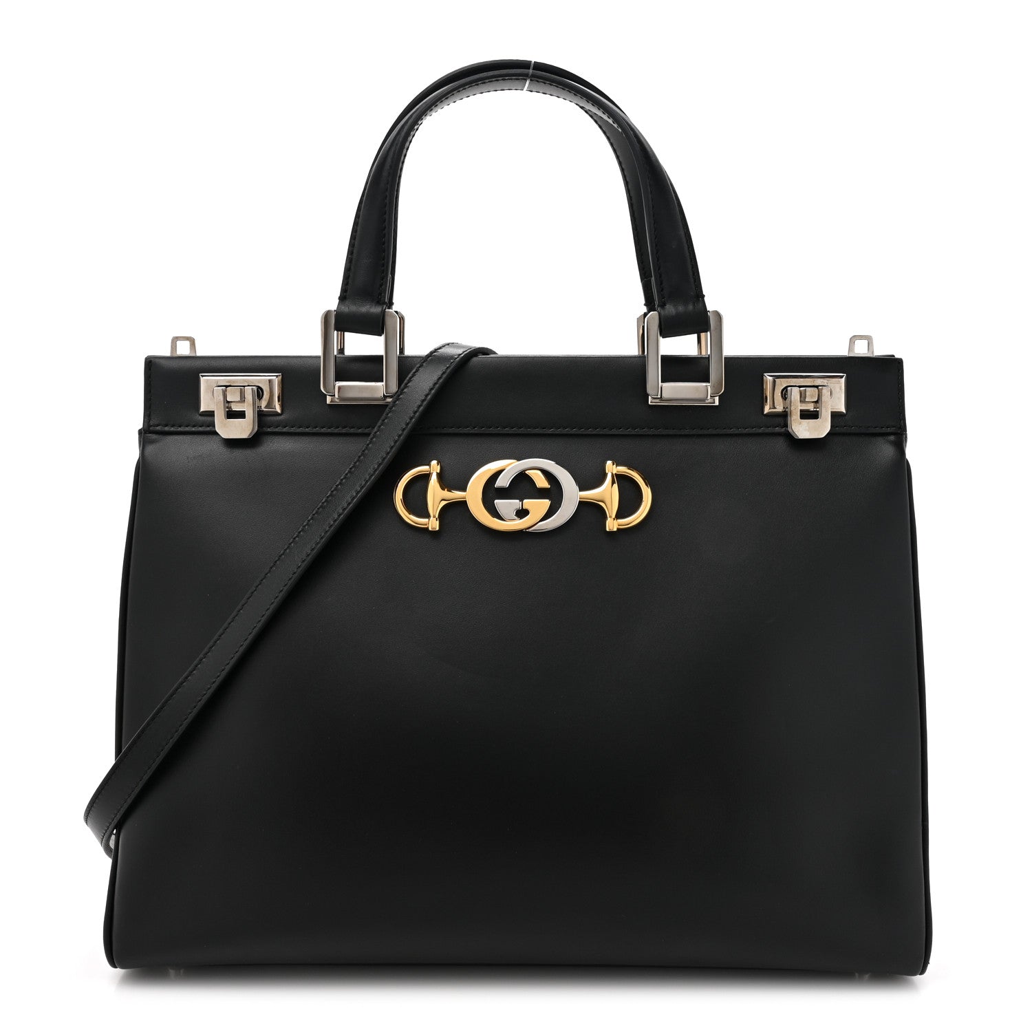 Gucci Smooth Calfskin Medium Zumi Top Handle Bag Black 1 of 19