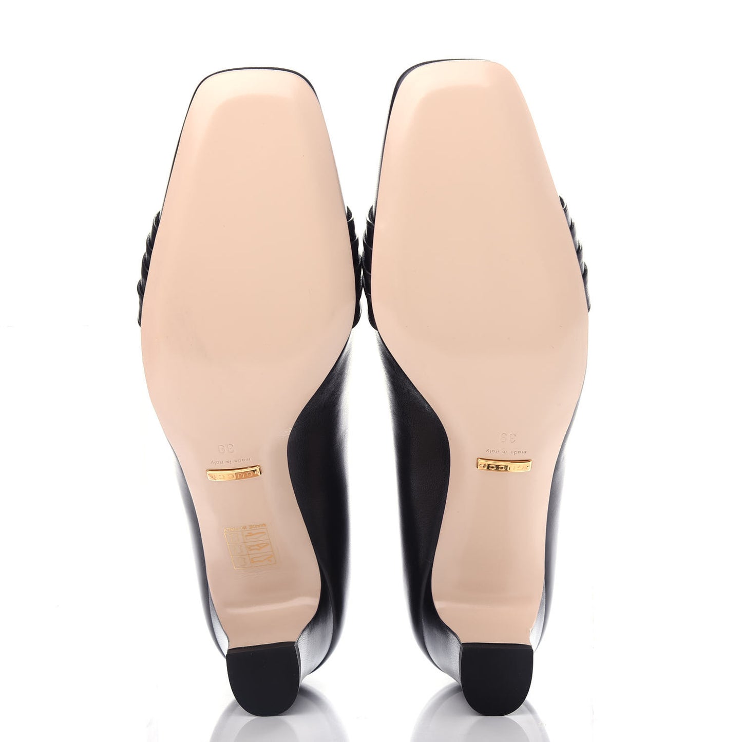 Malaga Kid Half Moon GG Square Toe Pumps 39 Black